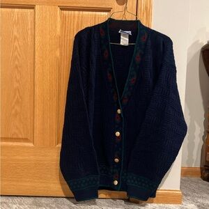 Vintage Cape Cod Cable Cardigan - Button up - Navy - Size M